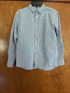 Everblue Kids Blue and White Plaid Button-Down Shirt Boys Size 10/12 Medium